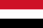 The flag of Yemen has horizontal red, white, and black stripes.