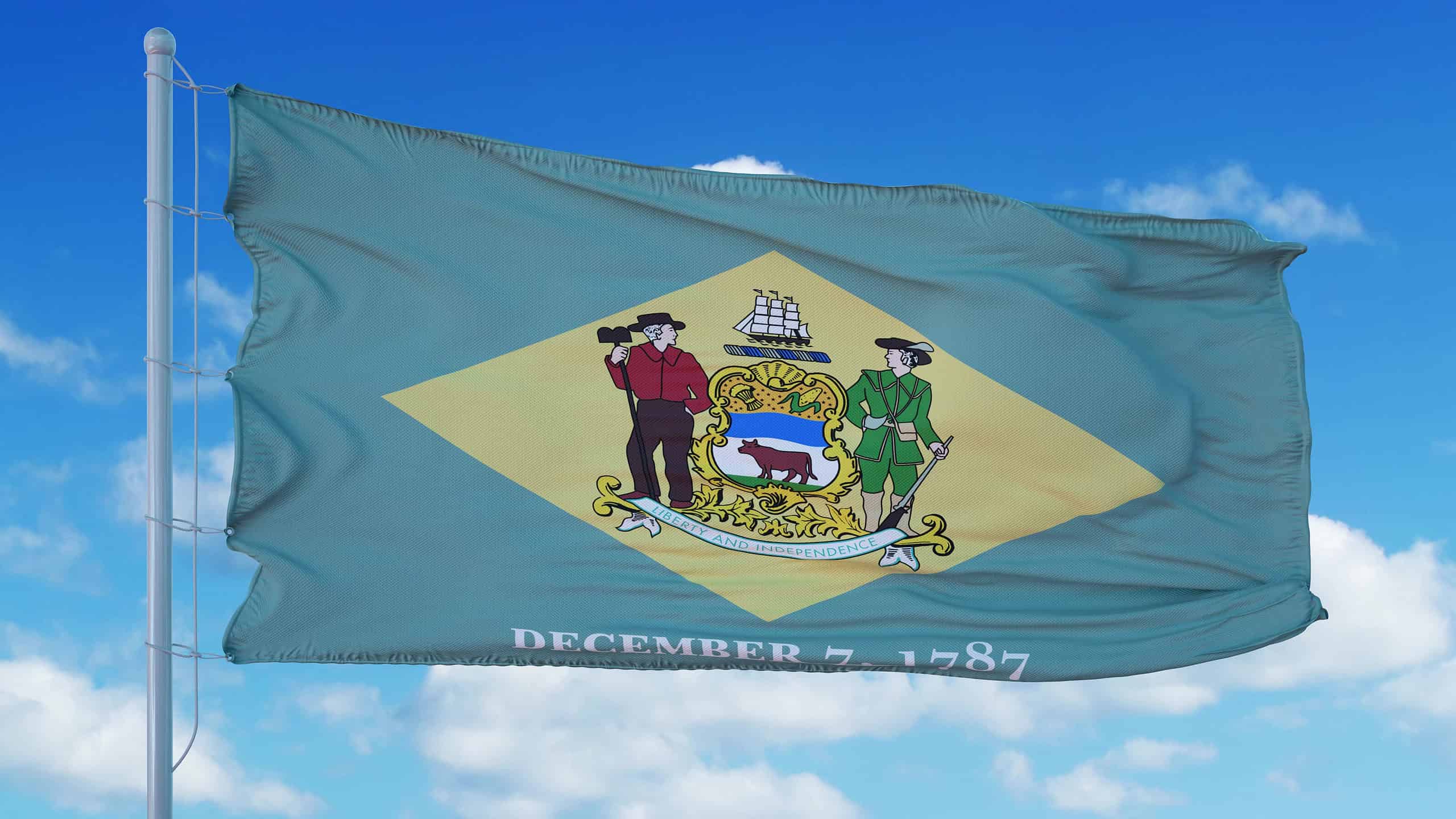 Flag of Delaware waving in the wind