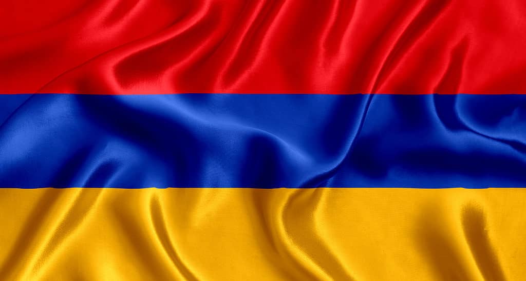 National flag of Armenia: red, blue and yellow horizontal stripes