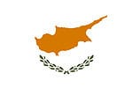 The flag of Cyprus consists of a white field, with the map of the whole island at the center and two olive branches just below the map.