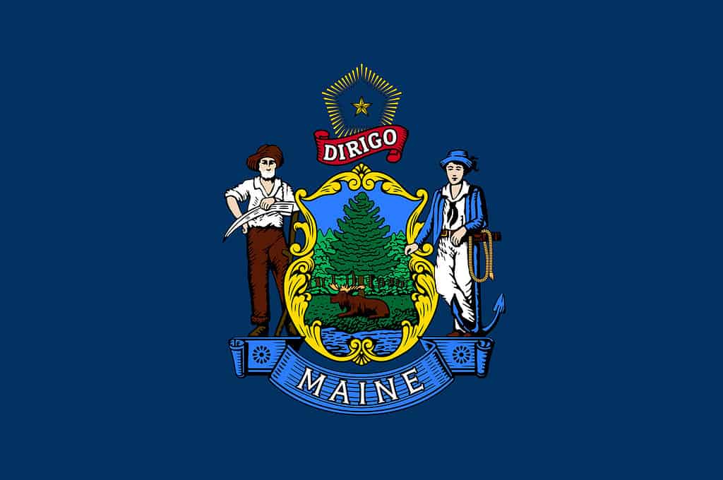 Flag of Maine, symbol of USA federal state