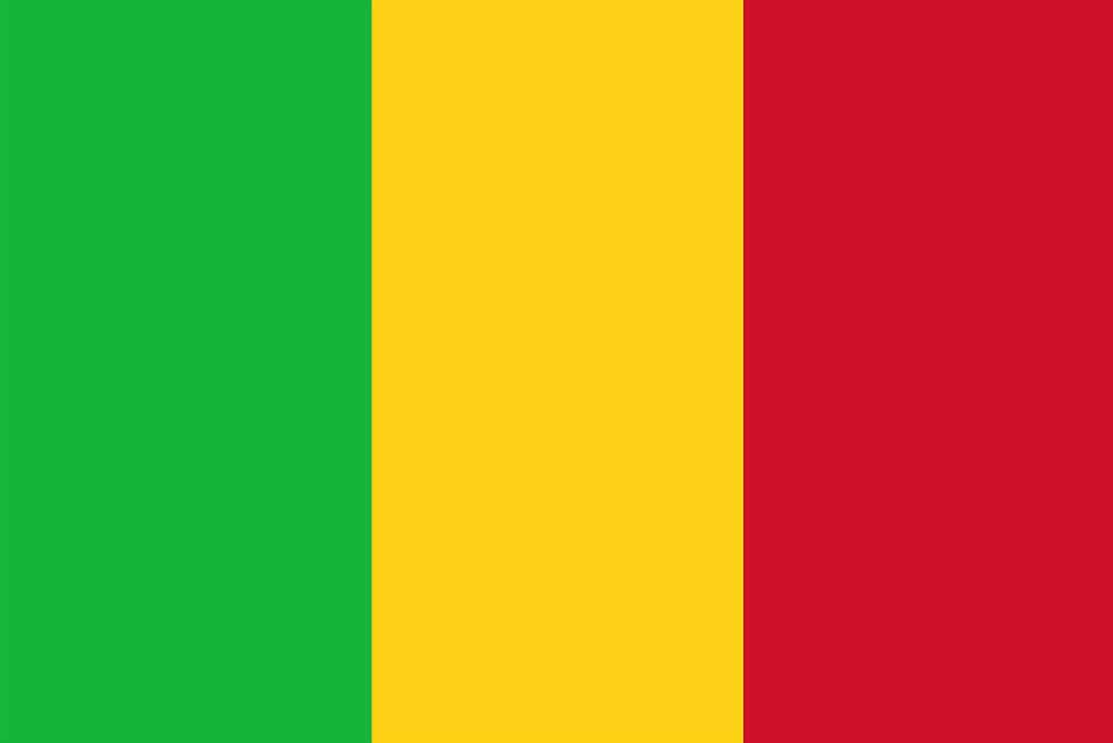 Flag of Mali. Malian flag, vertical tricolor: red, yellow, green.