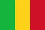 The flag of Mali is a tricolor with three equal vertical stripes. From the hoist the colors are green, gold, and red.