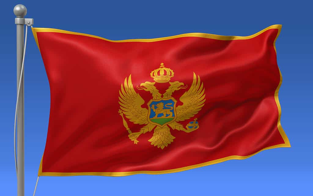 Flag of Montenegro features a beautiful coat of arms