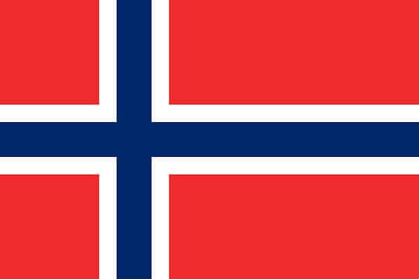 The Norwegian flag, the flag of Norway.