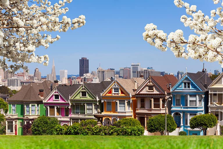 San Francisco is picturesque when the spring cherry blossoms are in bloom.