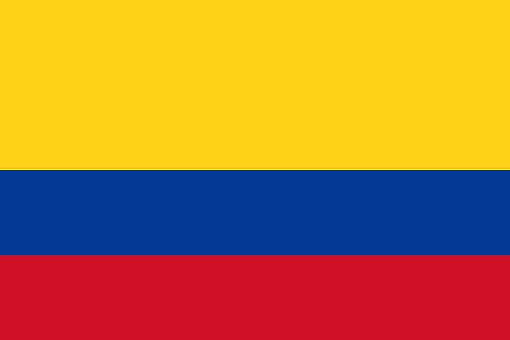 Vector flag of Colombia. Proportion 2:3. Colombian national tricolor flag. Tricolor.