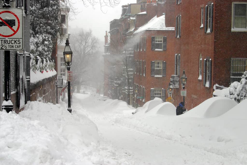 Boston, Massachusetts covered in snow