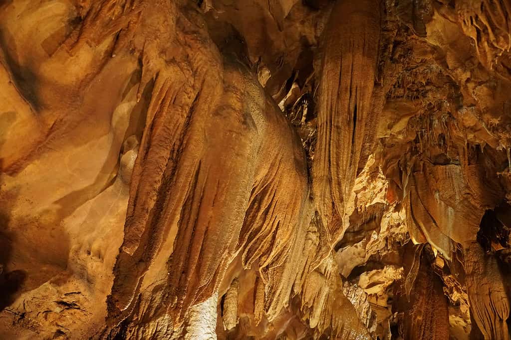 Beautiful rock formation inside of Diamond Cave at Mammoth Cave National Park near Kentucky, U.S.A