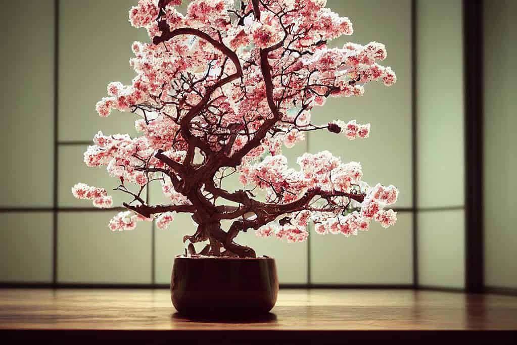 Sakura or cherry blossom bonsai tree