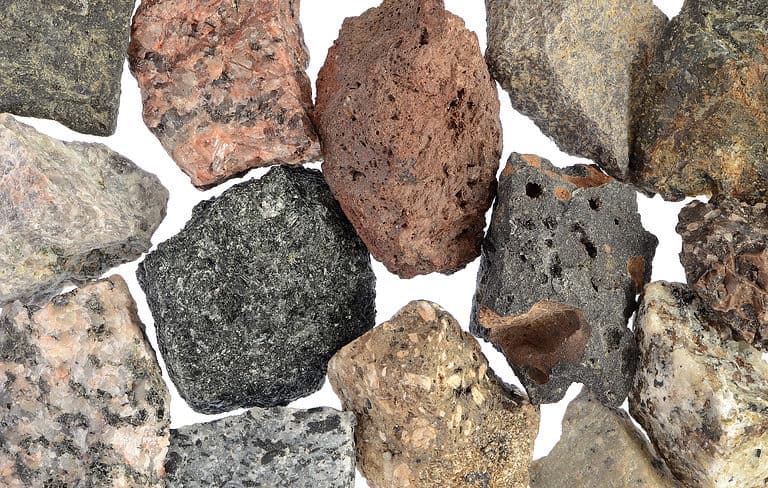 Different kinds of igneous rocks