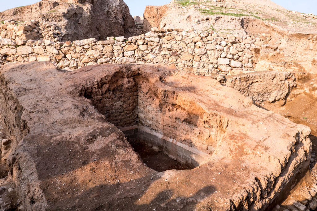 Ruins of Middle Bronze Age fortifications at Tel es-Sultan in Jericho