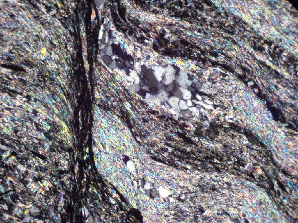 Phyllite with sparkling minerals revealed
