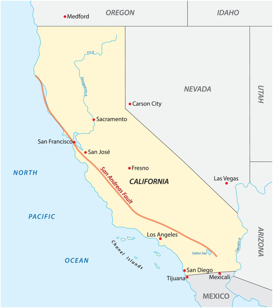 The San Andreas Fault, which is located in California, USA.