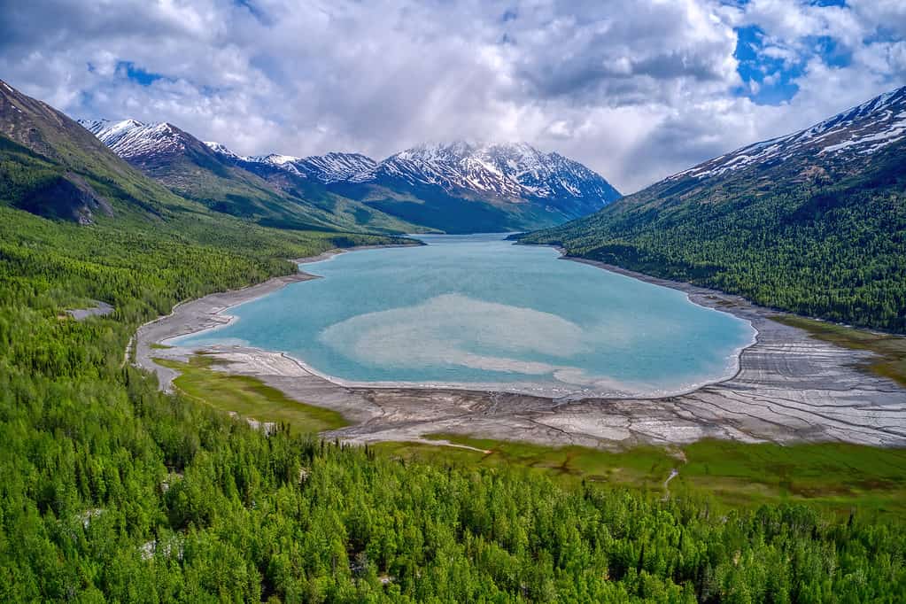 Aerial view of Alaska's Lake Eklutna