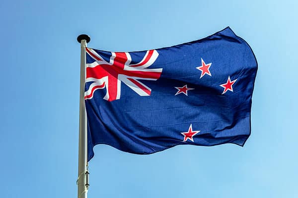 Flag of New Zealand waving in the wind.