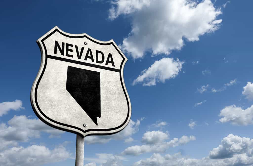 Route 66 Nevada state map roadsign