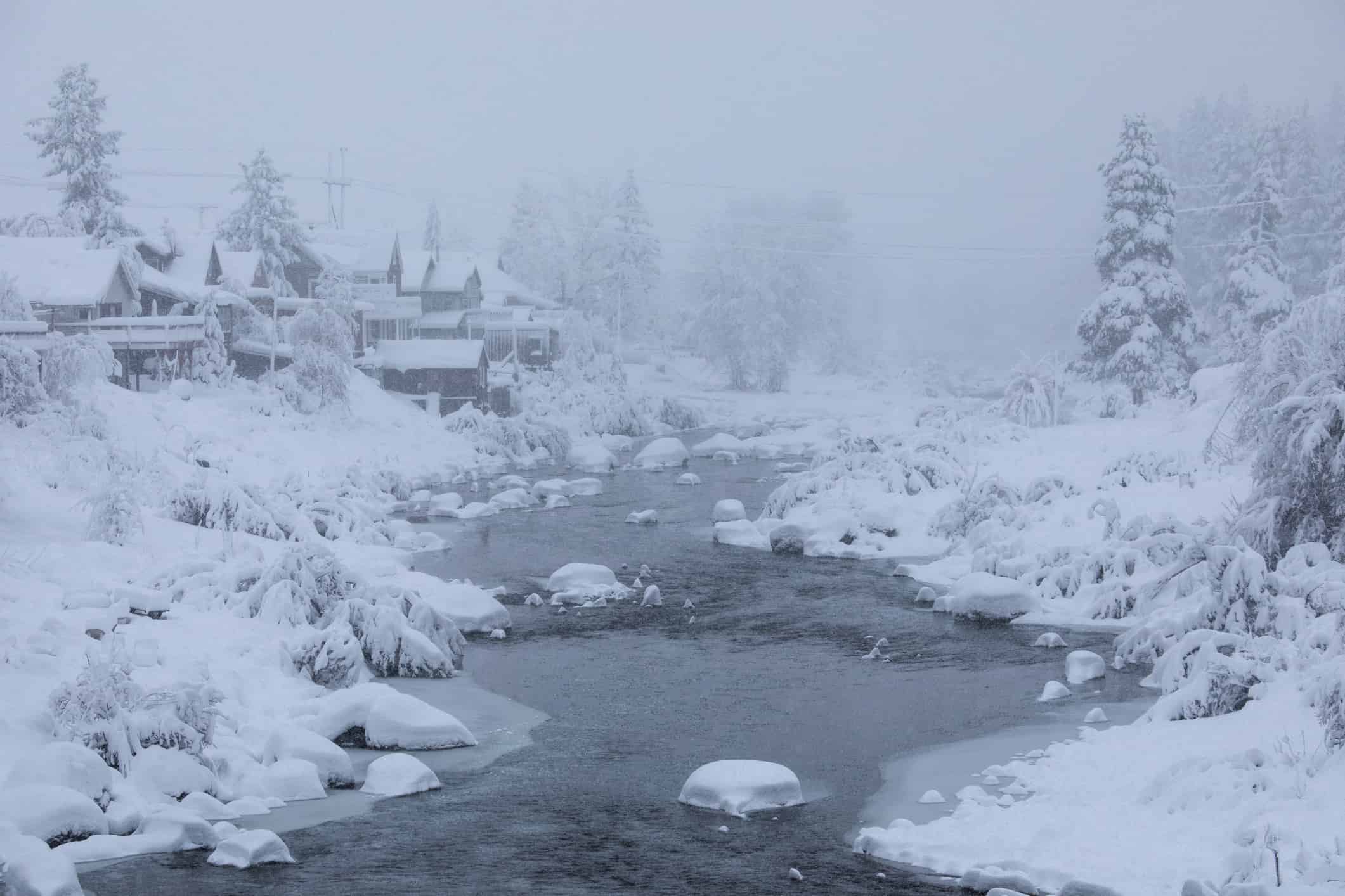 Truckee River, California during blizzard