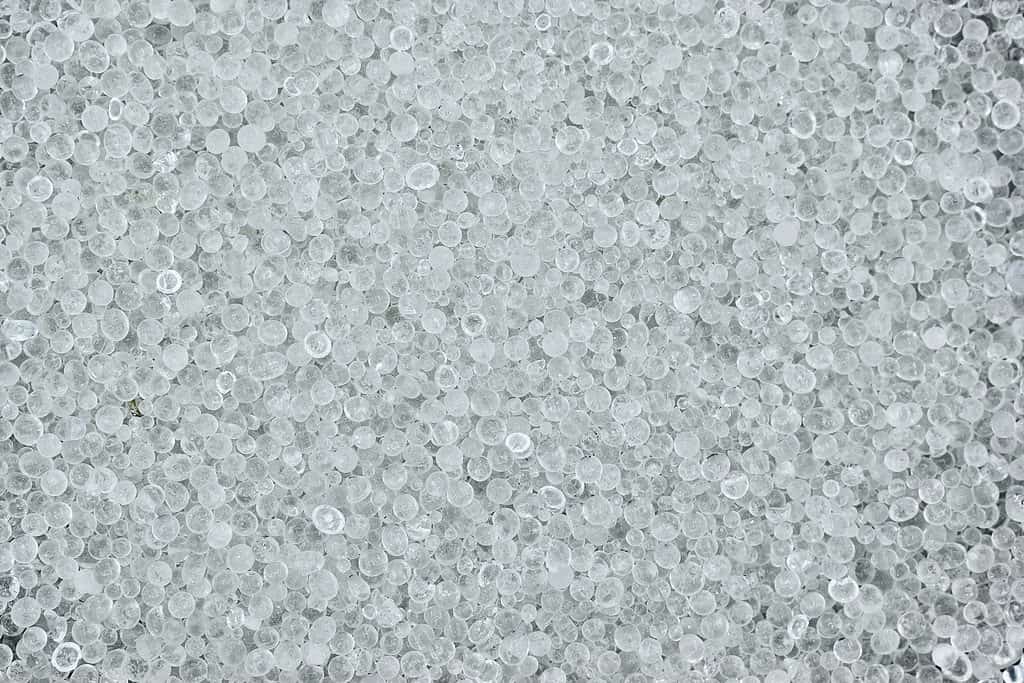 New silica gel crystals. It is a desiccant. It adsorbs and holds water vapor.