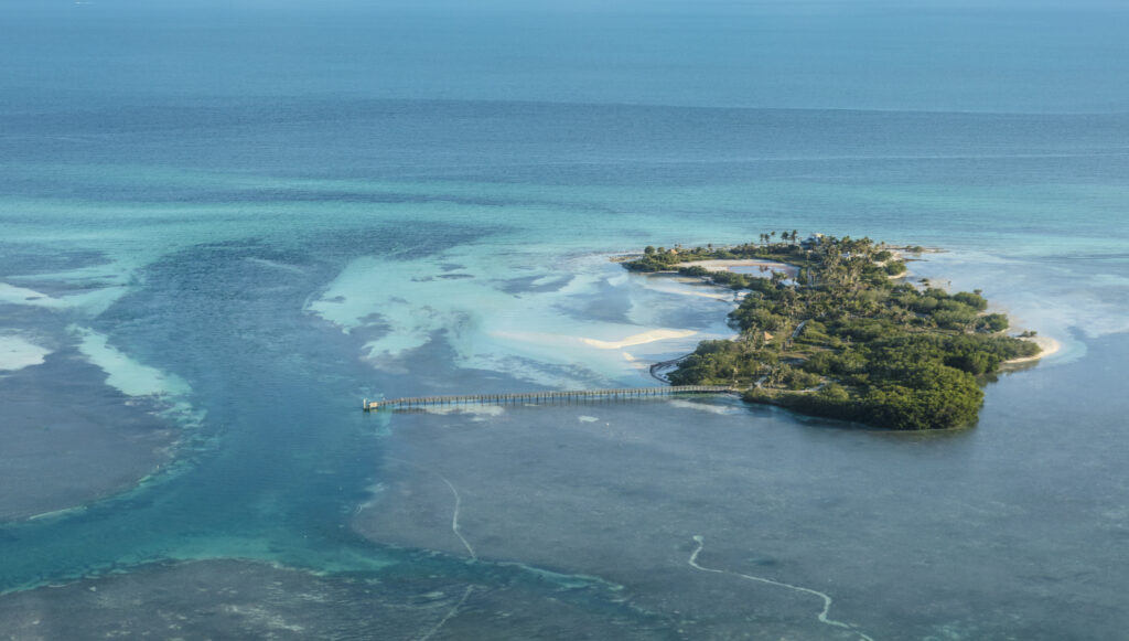 An aerial view of the Ballast Key, the only inhabited island south of Key West, Florida