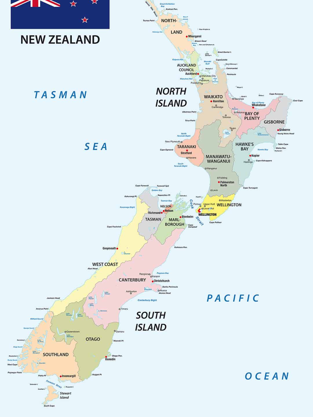 New zealand consists of two. Новая Зеландия карта флаг.