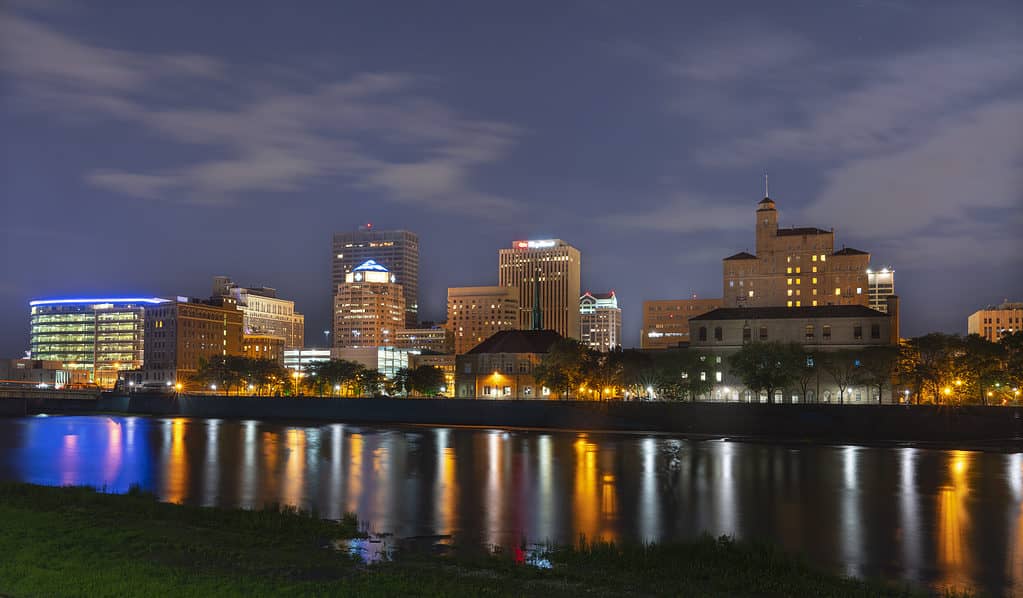 The Downtown Area of Dayton Ohio as seen from the bike trails along the Great Miami River.