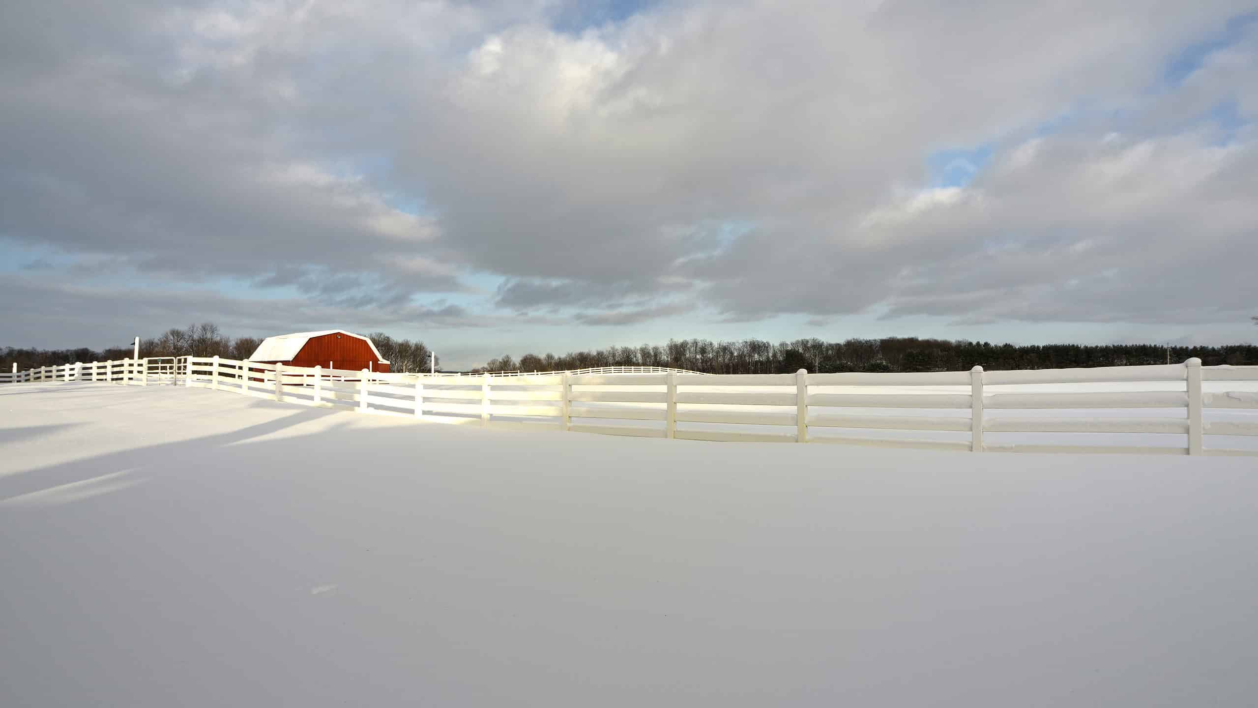 Field Covered in Snow in Gaylord, Michigan - Coldest Temperature Ever Recorded in Michigan
