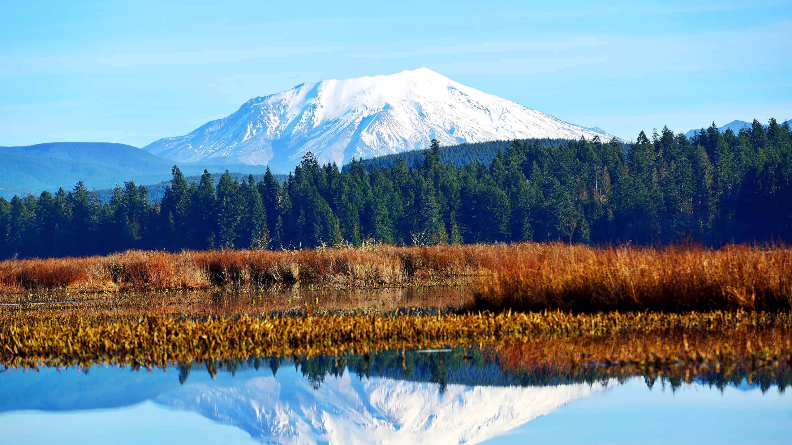 Mount Saint Helens Reflected in Silver Lake in Washington