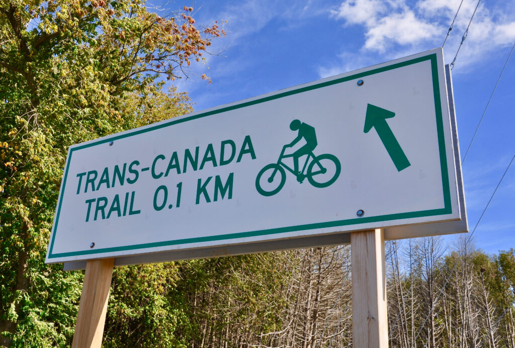 Sign marking one of the many bike trails along the Canada's Great Trail