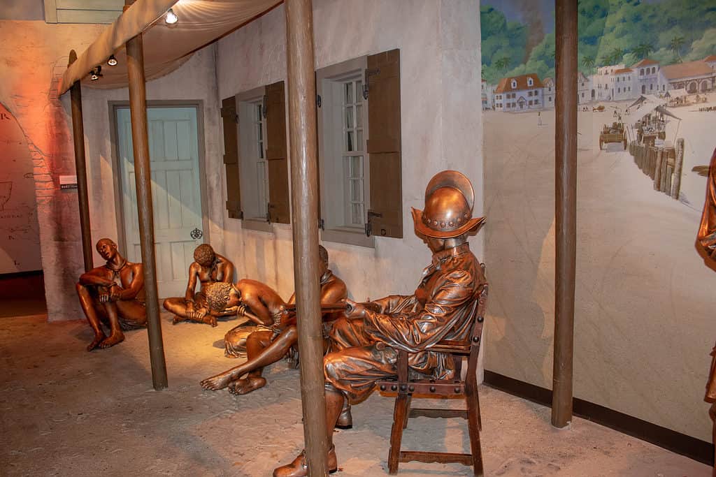 Cincinnati, OH / USA - April 23, 2019: History of slavery exhibit in the Freedom Center in Cincinnati, Oh.