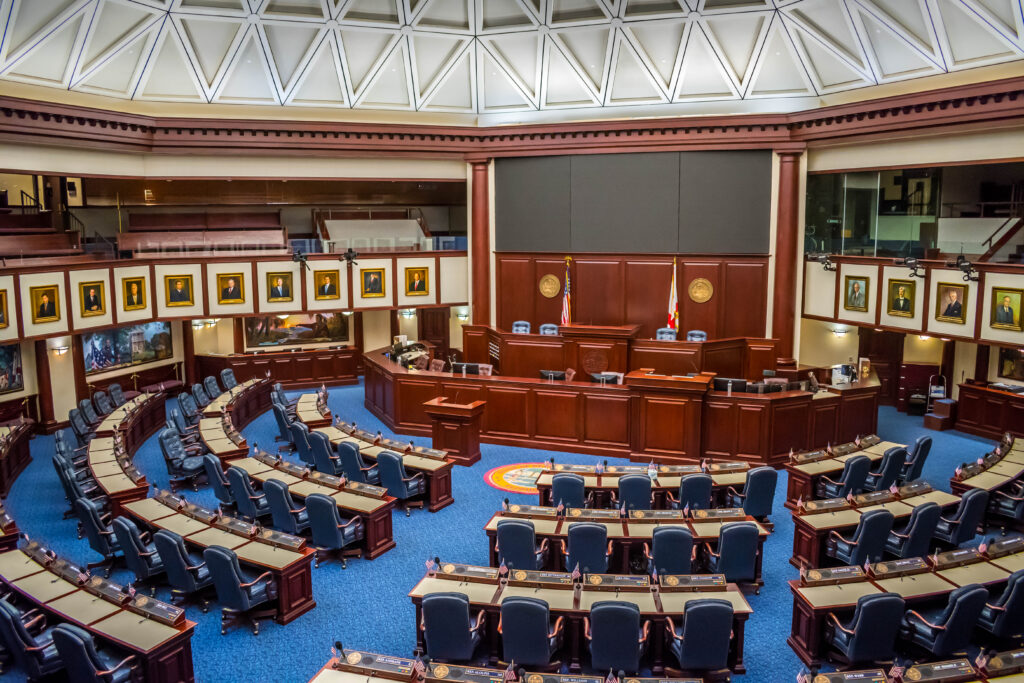 Tallahassee, FL, USA: The large meeting hall of Senate Chamber in the Old Capital of Florida