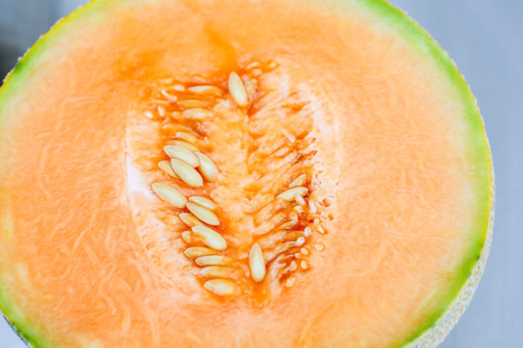 Closeup of inside of Ambrosia or Cantaloupe Melon