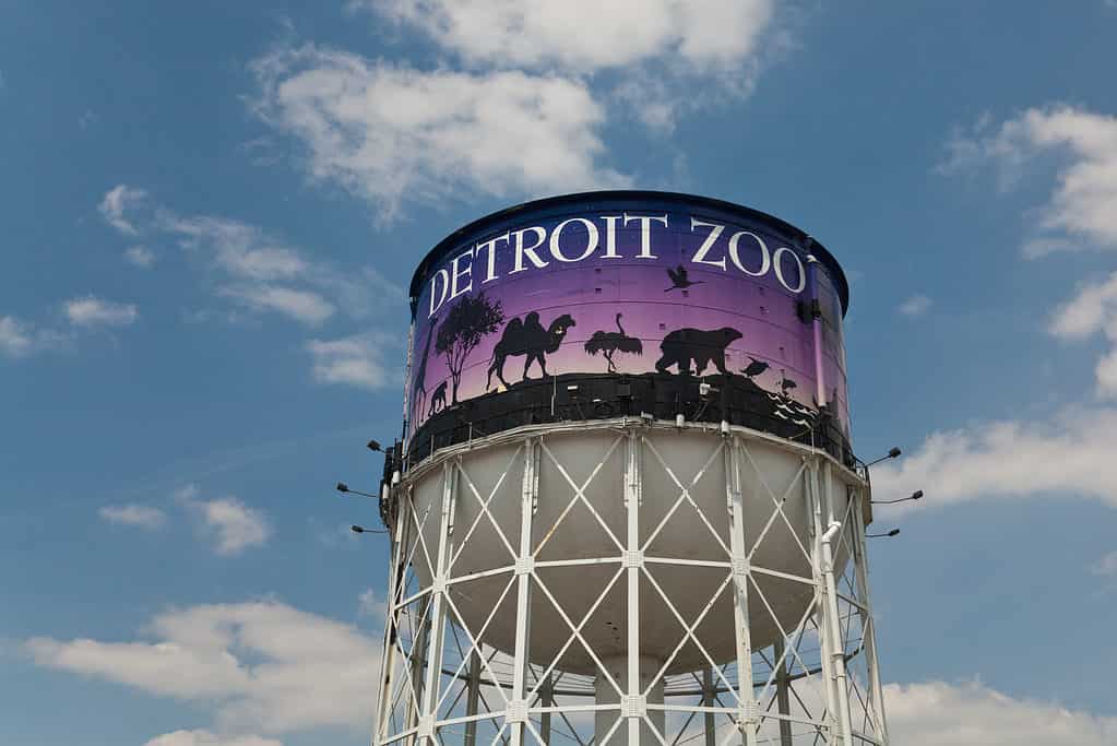Detroit Zoo water tower sign