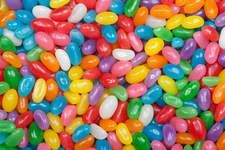 Assorted jelly beans. Colorful image great for backgrounds. Far shot.