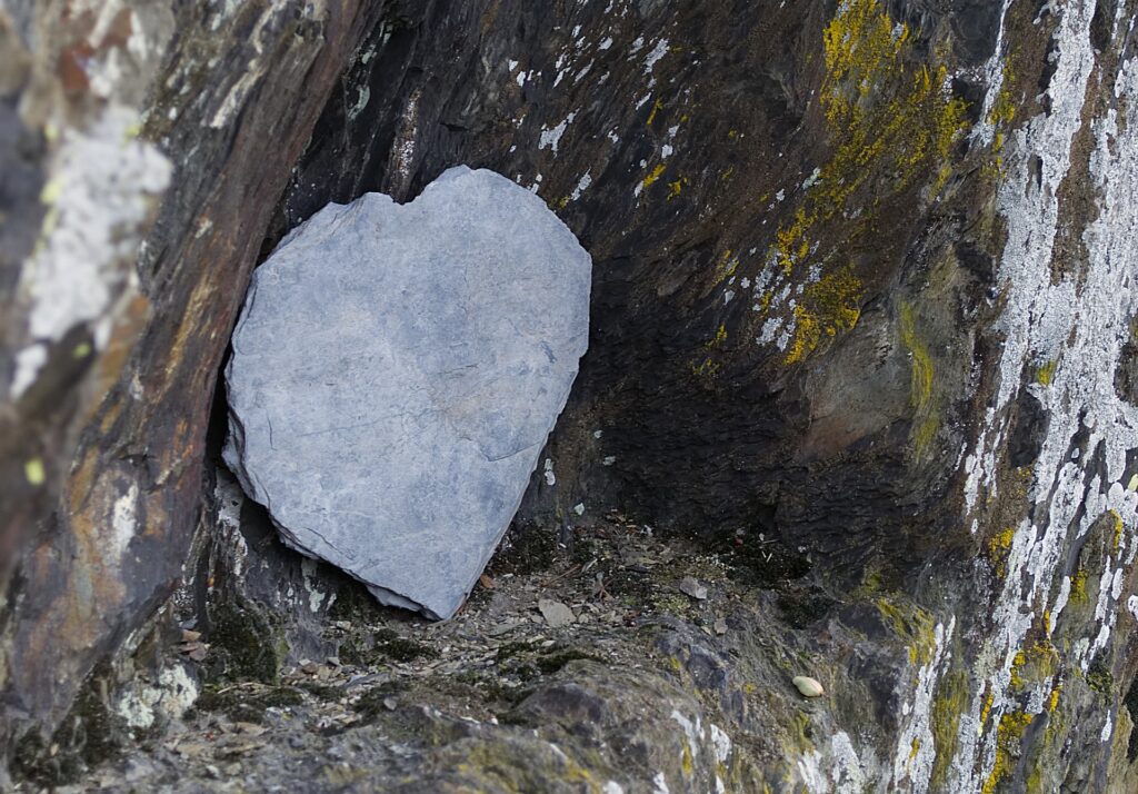 Slate rock, naturally shaped heart-like