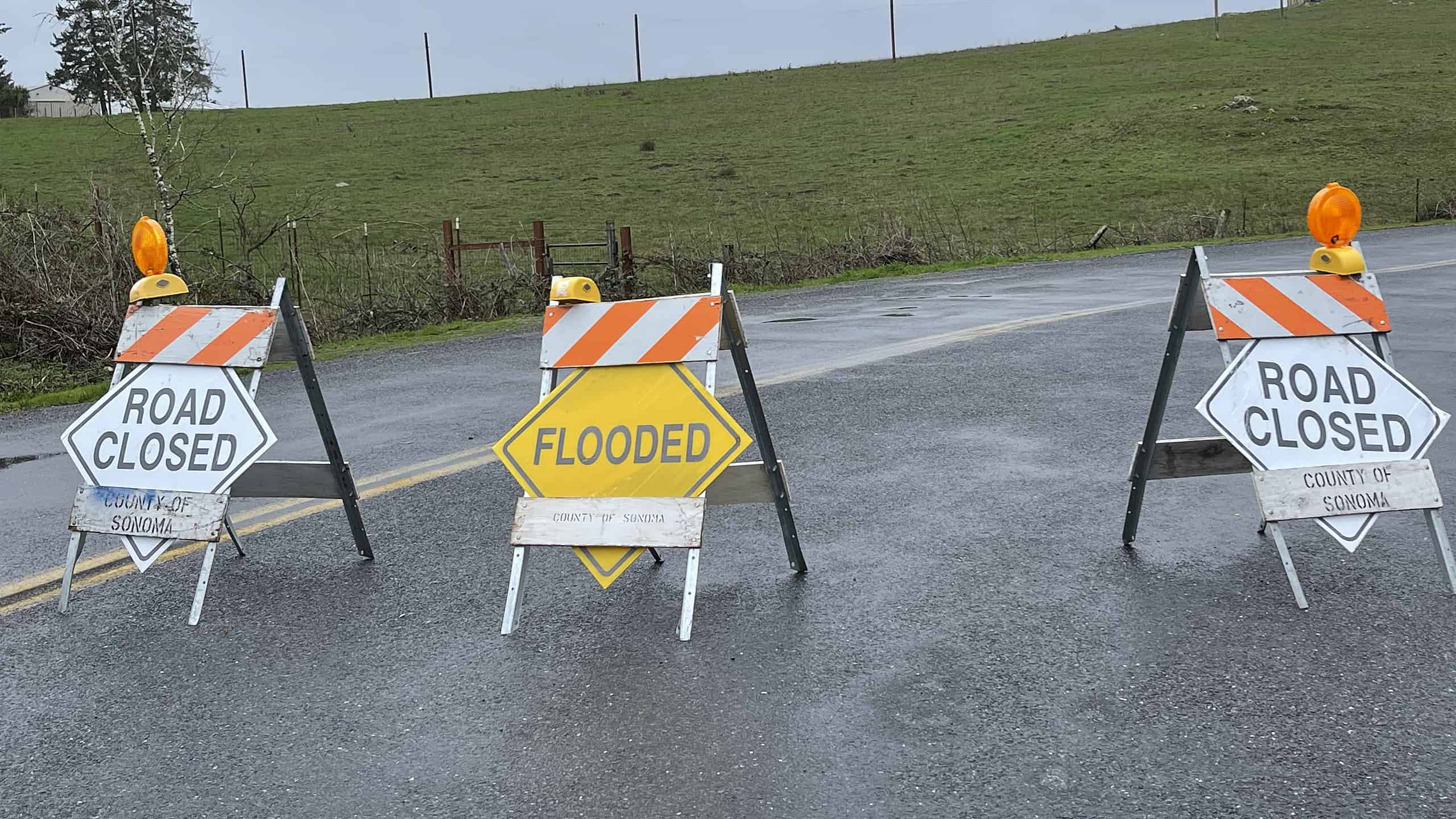 California residents have become accustomed to seeing signs such as this in the winter and early spring of 2023.