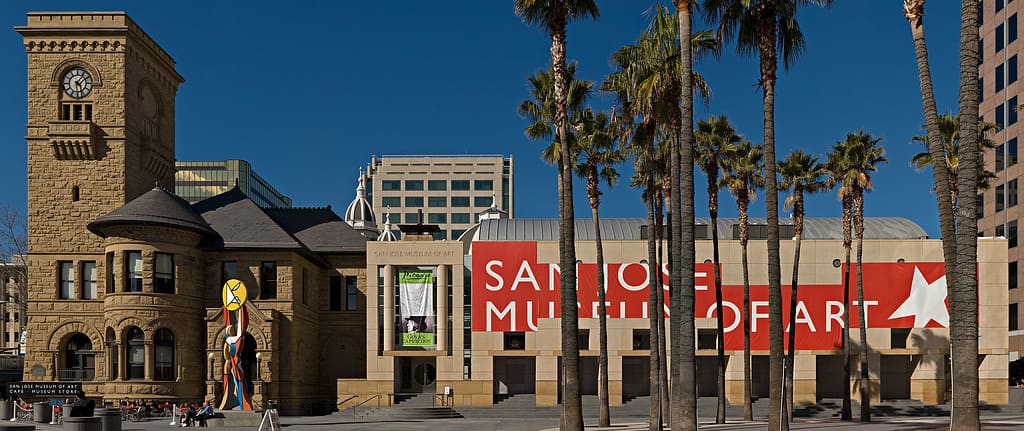 The San Jose (California) Museum of Art. The tower on the left was San Jose's first post office in 1892 and is now on the National Register of Historic Places.