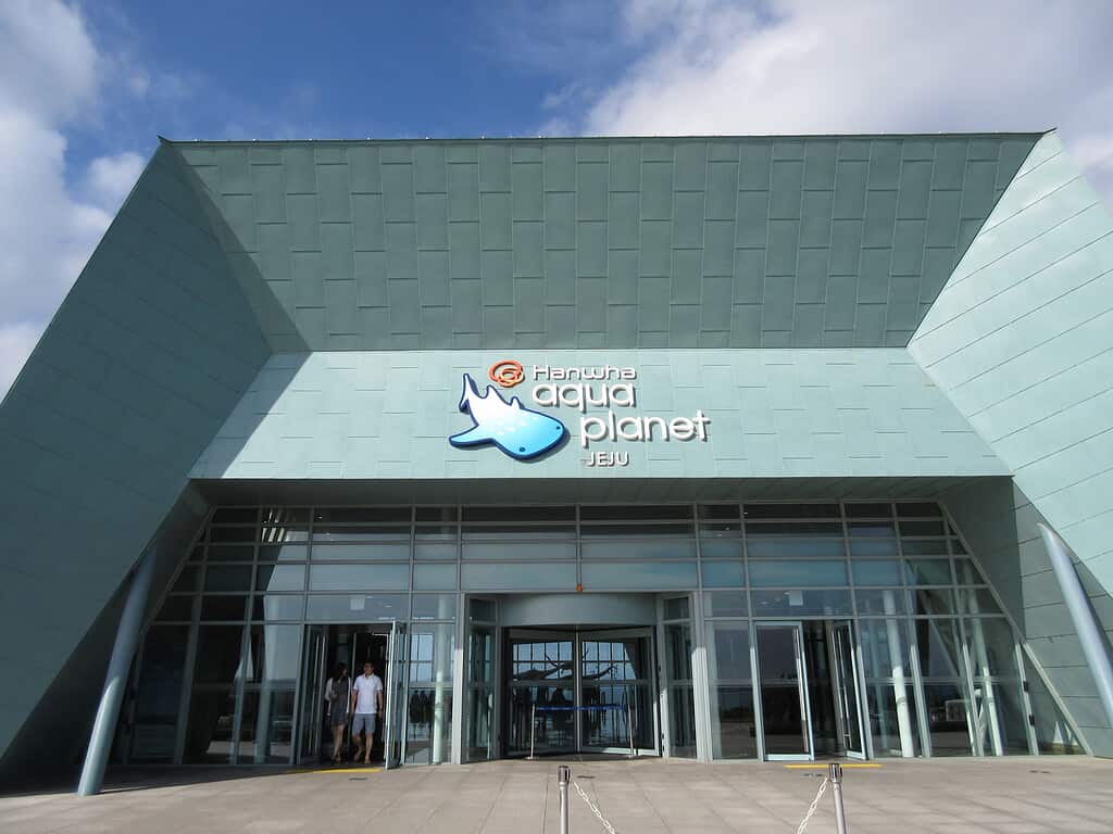 Exterior of Aqua Planet Jeju aquarium in South Korea
