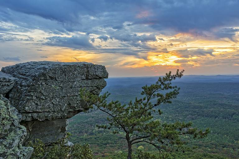 Cheaha Mountain overlook at sunset