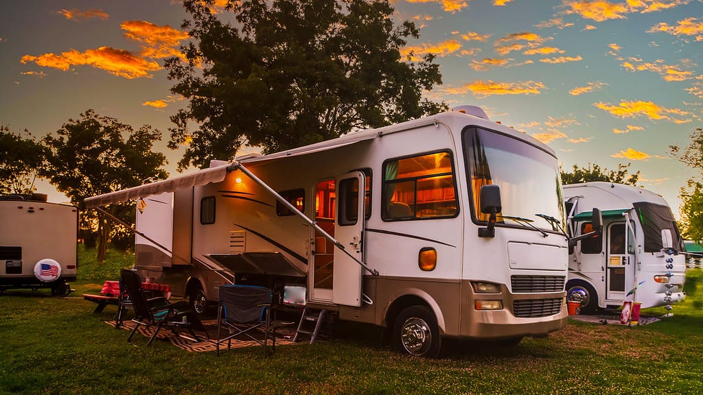 Motor Home, Camping, Dusk, Travel, USA
