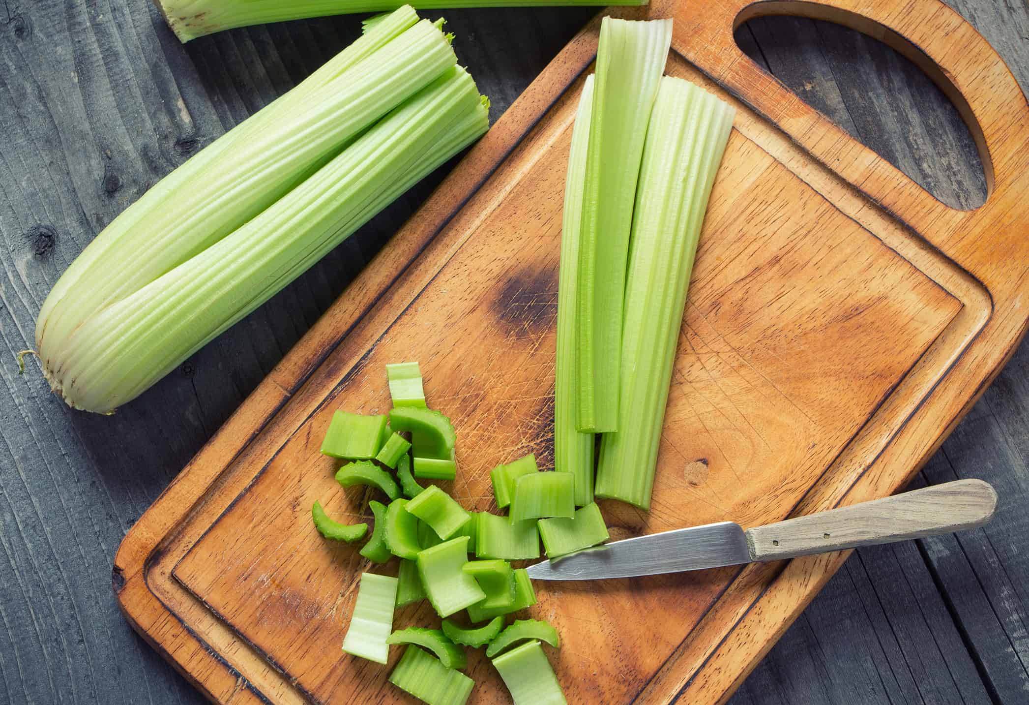 Cut celery for your dog