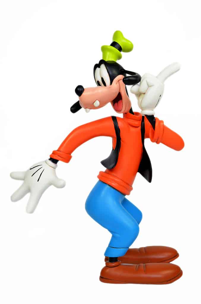 Studio image of a Goofy resin figure with a white isolated background