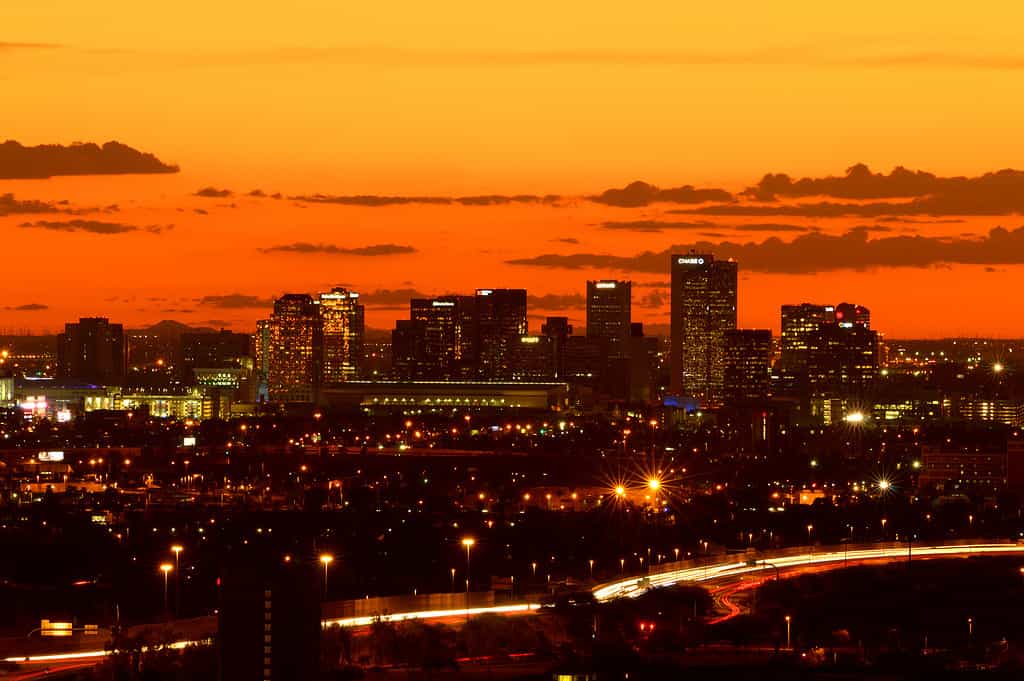 Downtown Phoenix Arizona at sunset