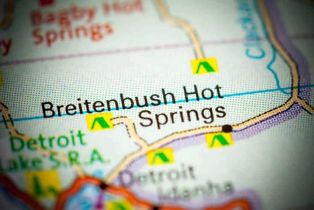 Breitenbush Hot Springs. Oregon. USA on a map.