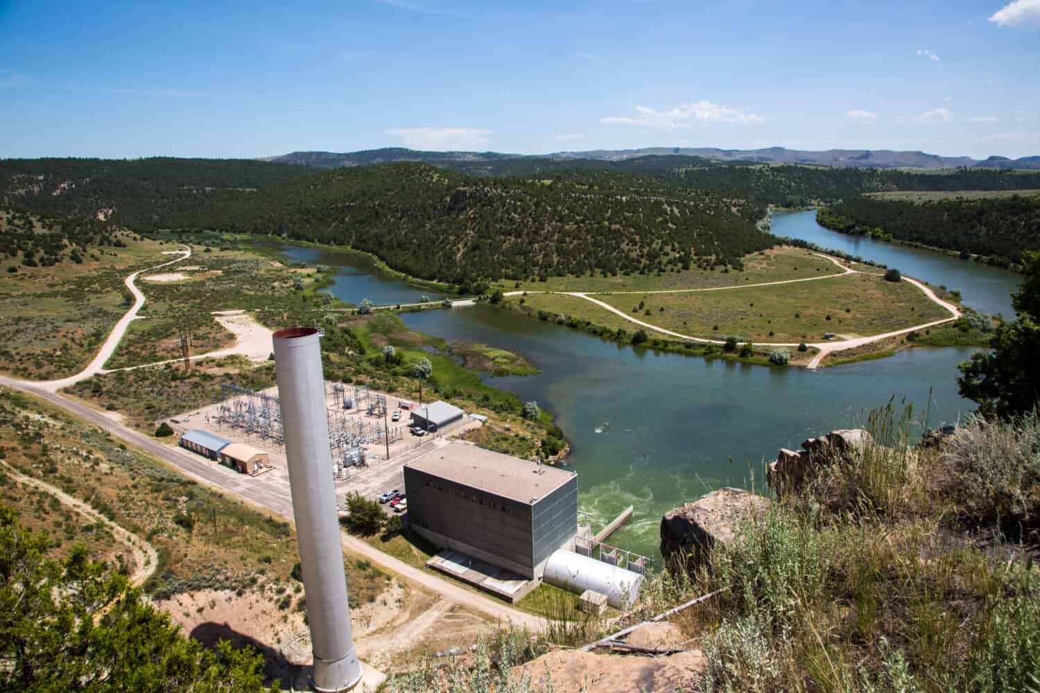 The Glendo Dam power pland and reservoir near Glendo, Wyoming