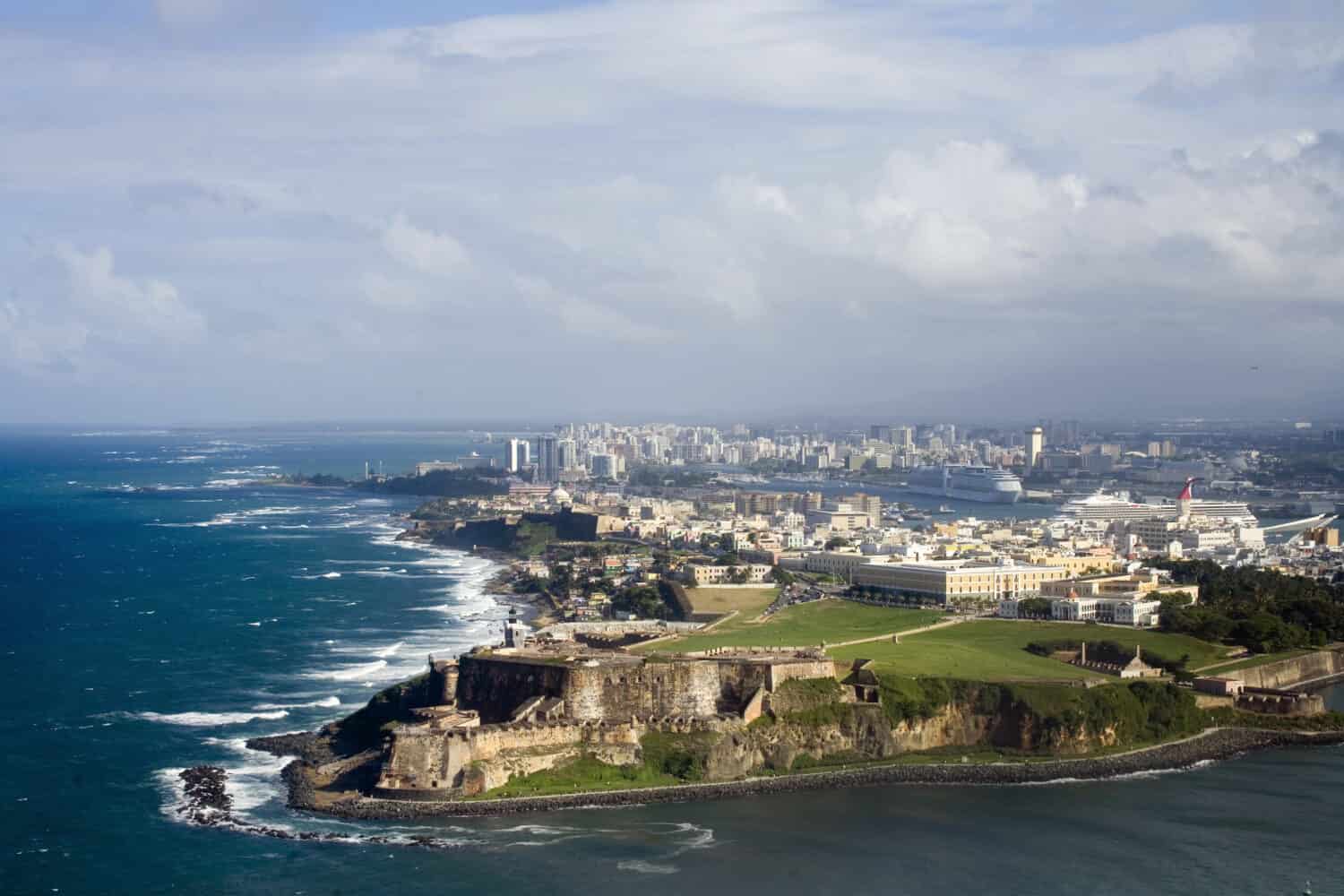 Aerial view of El Morro in Old San Juan Puerto Rico.  