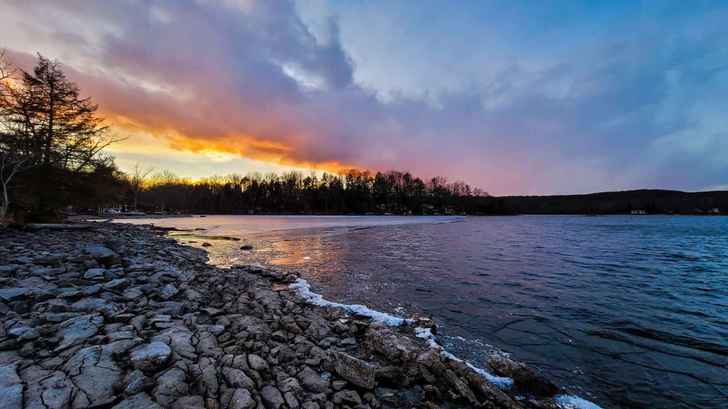 Sunset at Swartswood Lake in New Jersey. 