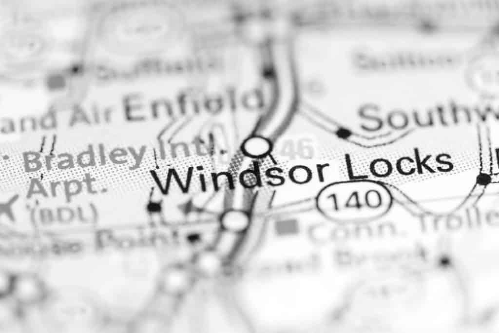Windsor. Connecticut. USA on a geography map