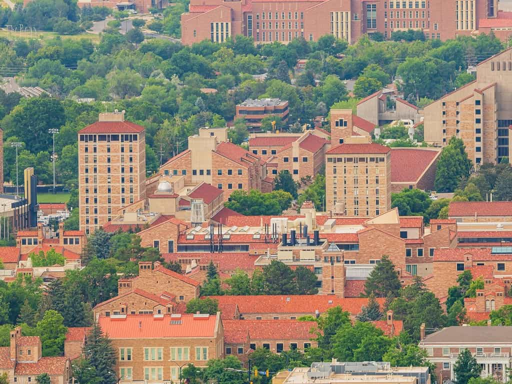 Aerial view of the University of Colorado Boulder at Colorado