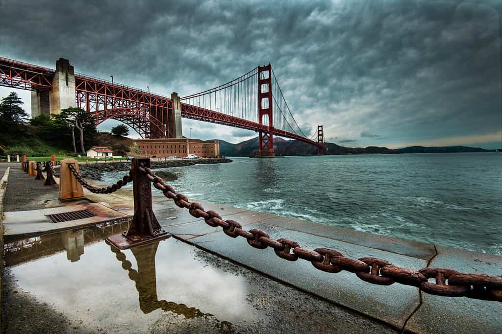 Golden Gate Bridge after raining